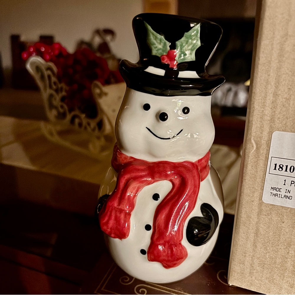 Vintage Andrea By Sadek Snowman Money Bank NIB